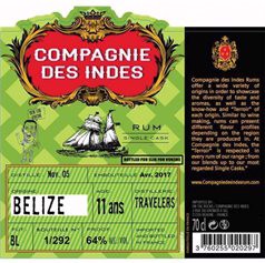 Compagnie des Indes - Belize 11 Years Old, Travelers, 64%, 70cl - slikforvoksne.dk